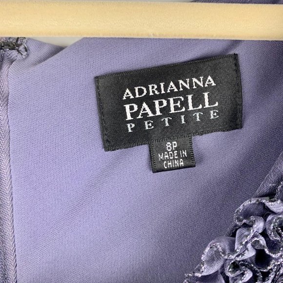 ADRIANNA‎ PAPELL Purple Shutter Pleat Dress w/Roses Sz 8 - Picture 4 of 6